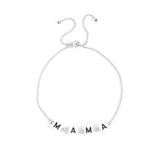 18K Gold PVD Stainless Steel "Mama" Beaded Charm Bracelet