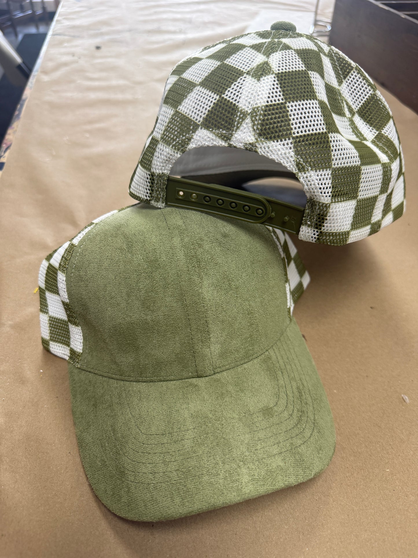 Olive Checkered Mesh Snapback