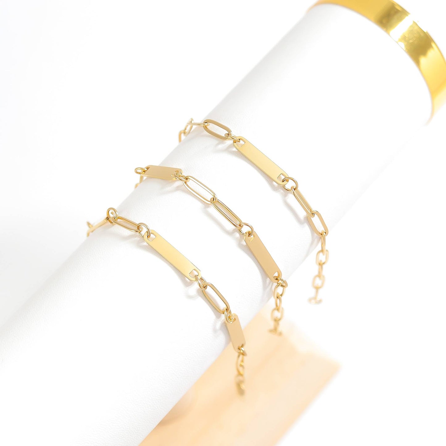 Stainless Steel Engravable Paperclip 2 Bar Bracelet