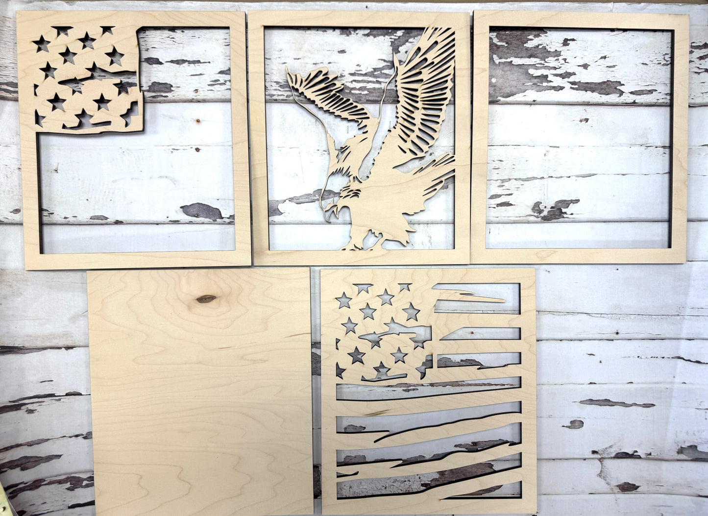 American Flag and Eagle Square Shelf Sitter