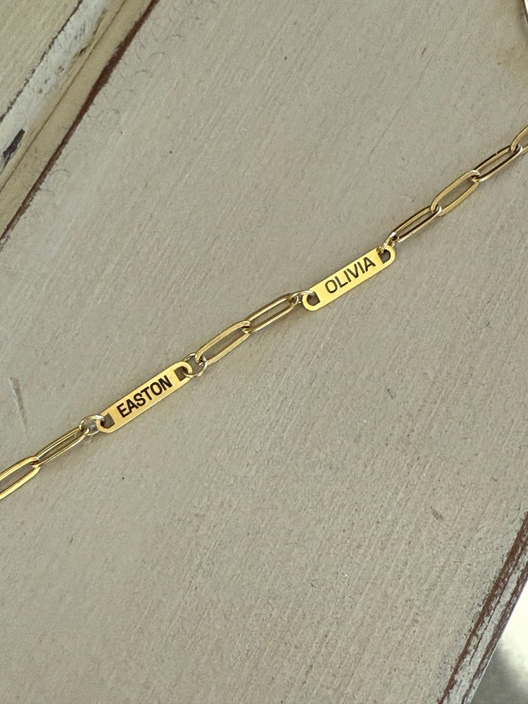 Custom Engraved PaperClip Bar Necklace