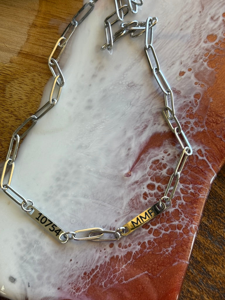 Custom Engraved PaperClip Bar Necklace