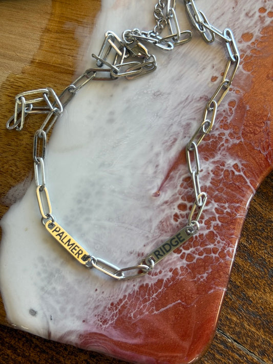 Custom Engraved PaperClip Bar Necklace