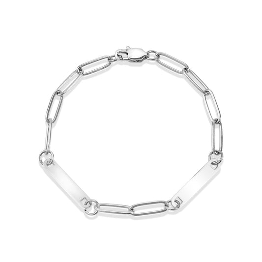 Stainless Steel Engravable Paperclip 2 Bar Bracelet
