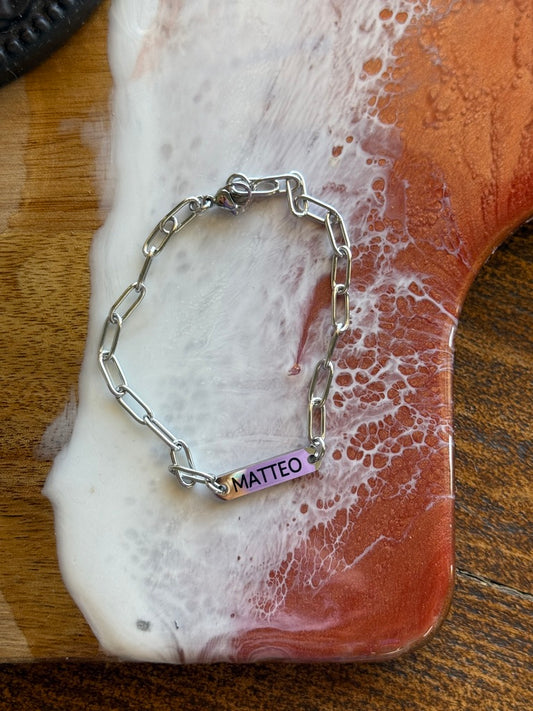 Custom Engraved PaperClip Bar Bracelet