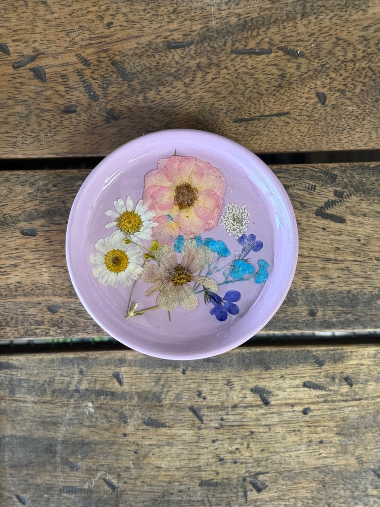Pressed Flower Ceramic Trinket Tray