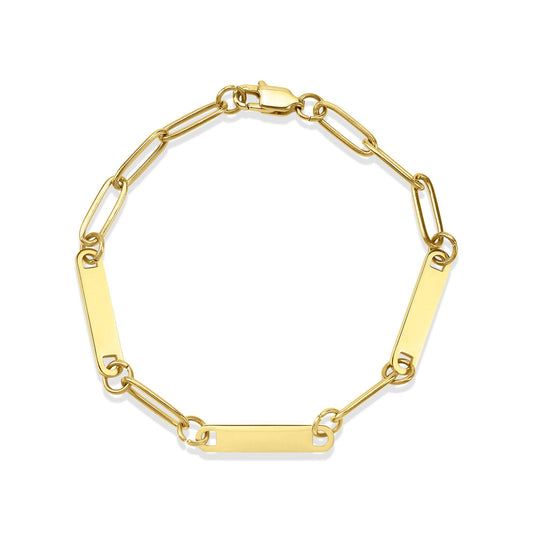 Stainless Steel Engravable Paperclip 3 Bar Bracelet