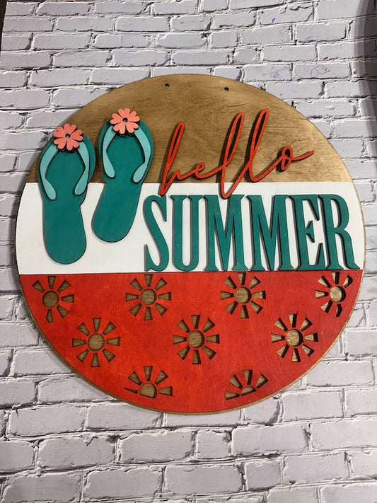 Hello Summer Flip Flops Sign
