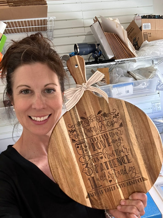 Our Family Recipe - Round Engraved Board