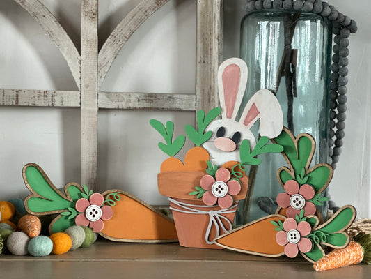Bundle - Peeking Bunny with Set of 3 Carrots