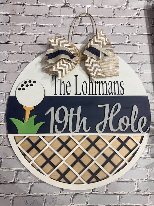 19th Hole Personalized Door Hanger