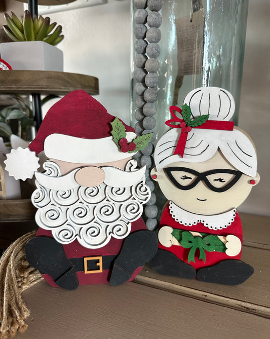 Santa and Mrs. Claus Shelf Sitters - Set of 2