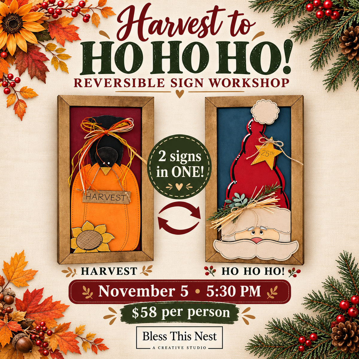 Harvest to HO HO HO! | Reversible Sign Workshop