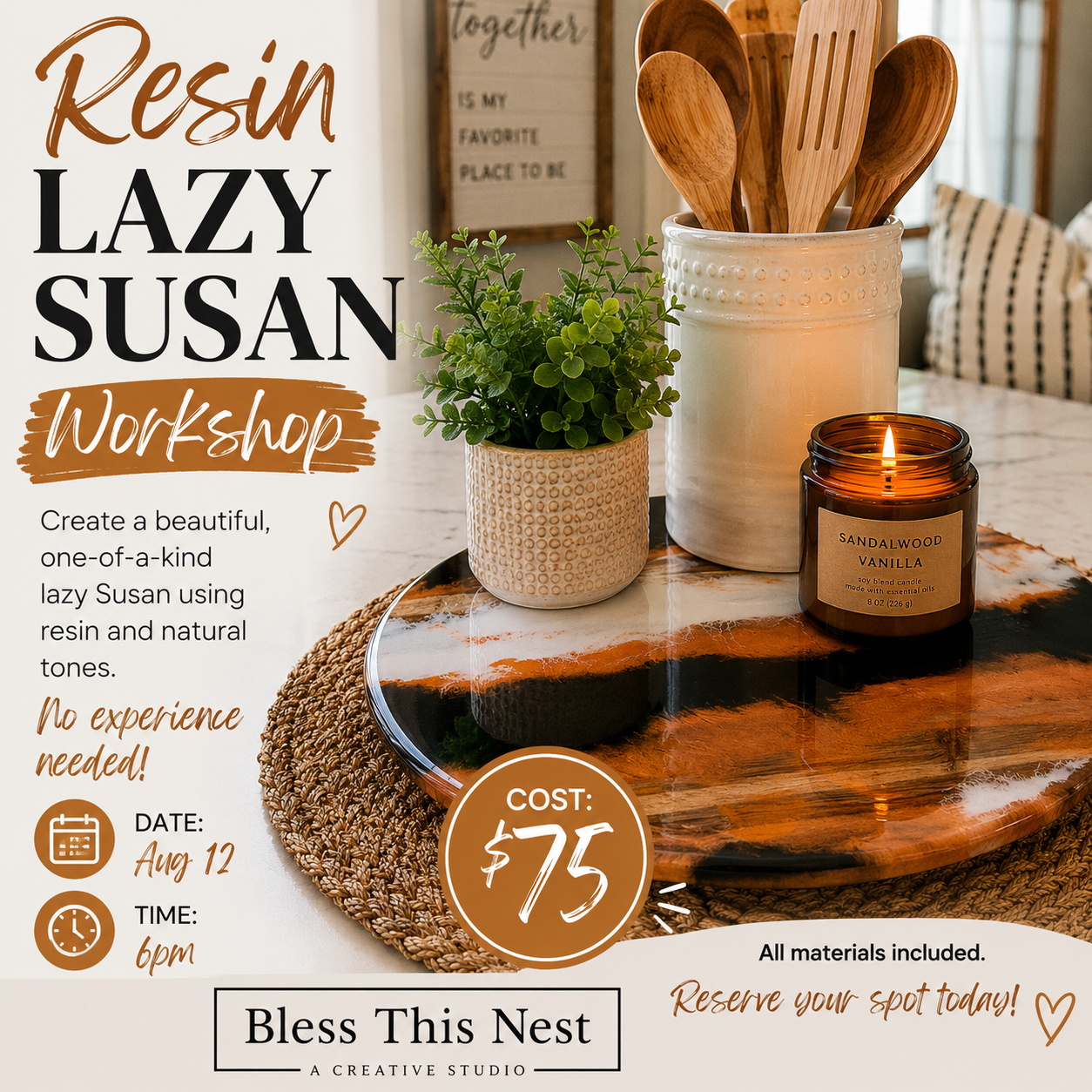 Resin Lazy Susan Workshop I Aug 12 I Lake Havasu