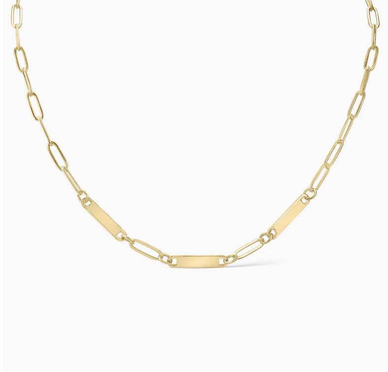Custom Engraved PaperClip Bar Necklace