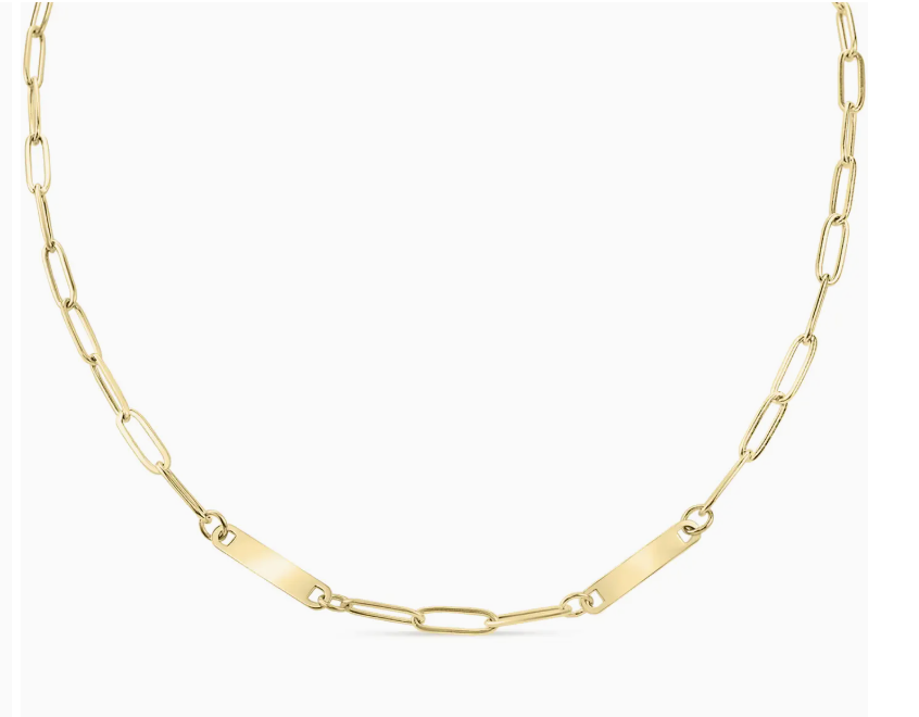 Custom Engraved PaperClip Bar Necklace