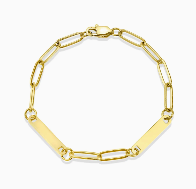 Custom Engraved PaperClip Bar Bracelet