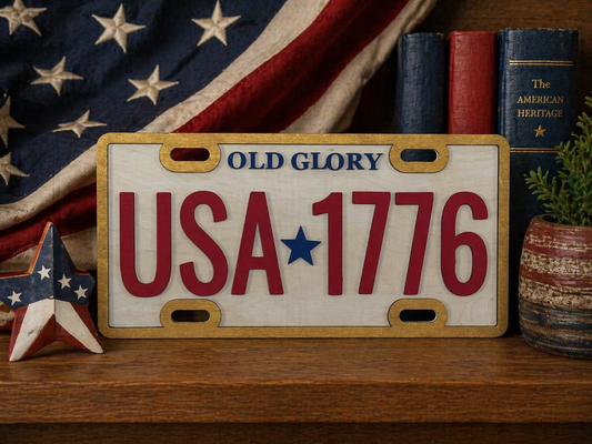 Old Glory USA 1776 Wooden Decorative Plate Sign