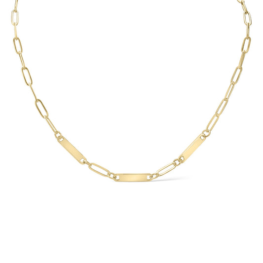 Stainless Steel Engravable Paperclip 3 Bar Necklace