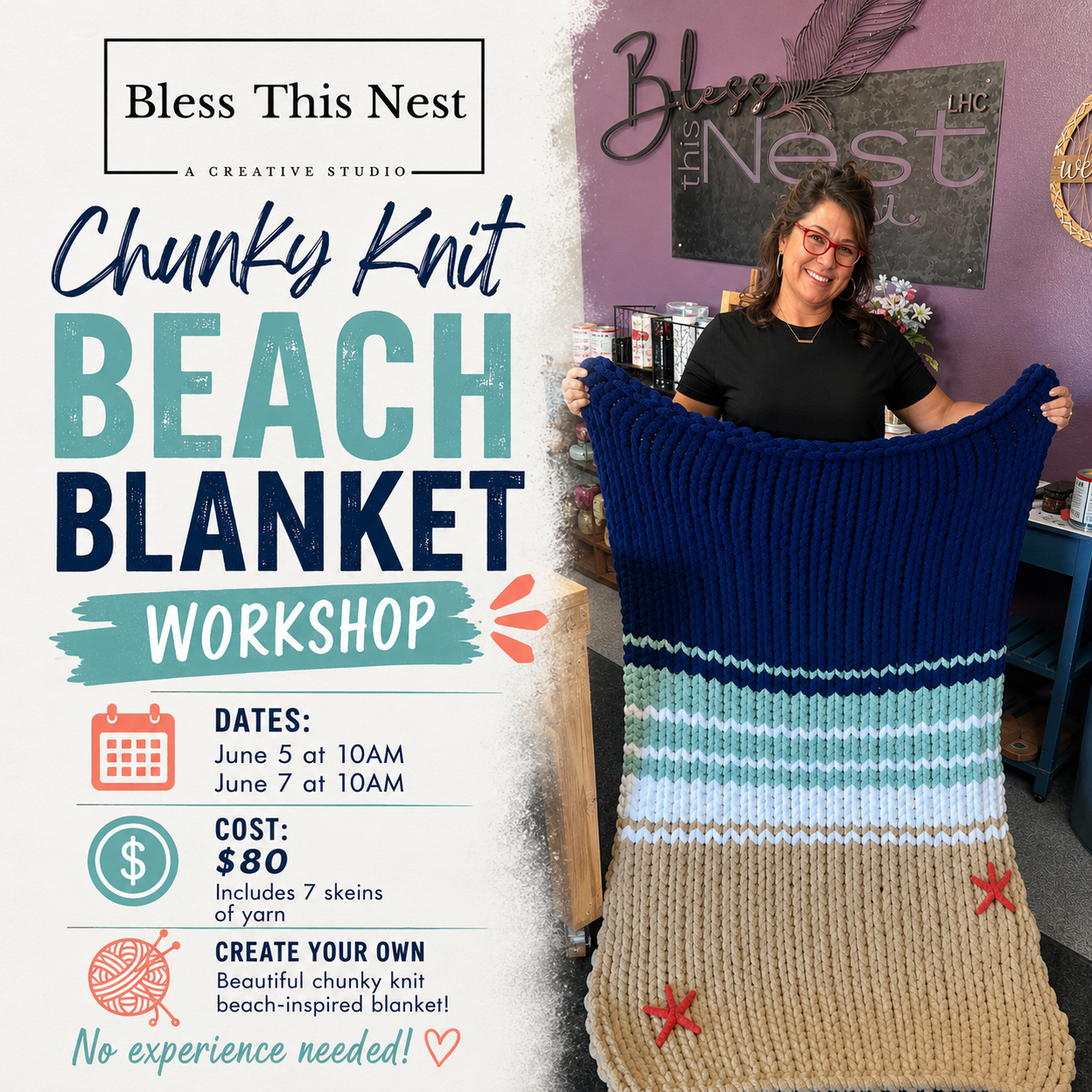 Chunky Knit Beach Blanket Workshop