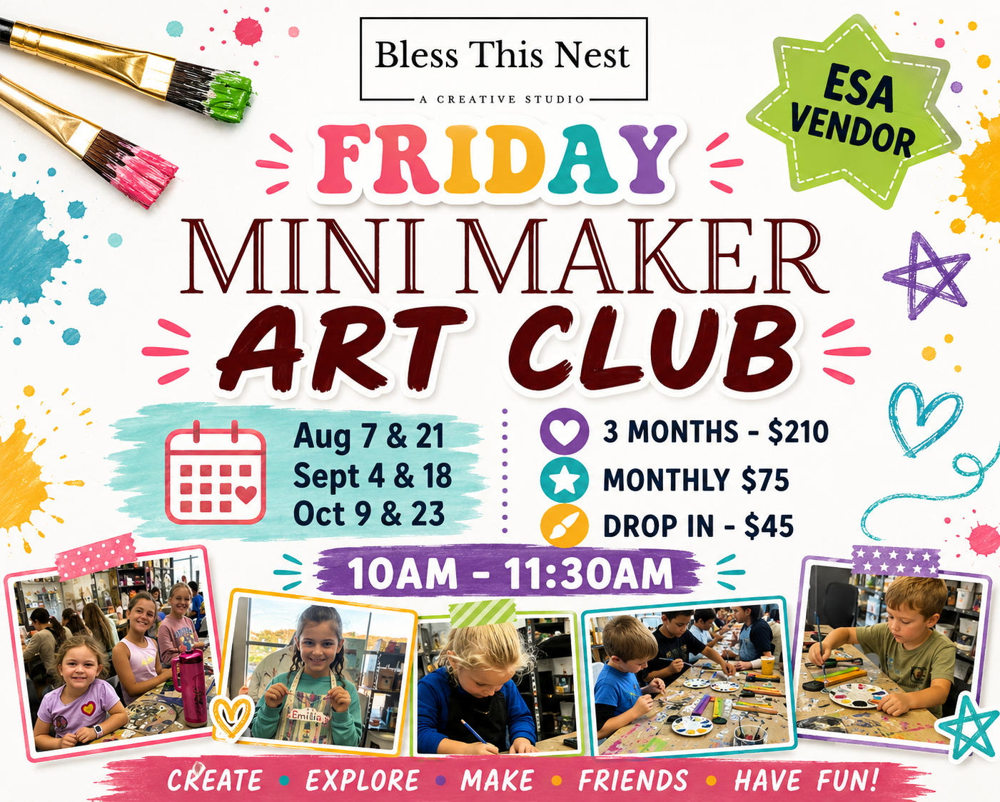 Friday Mini Maker Art Club 2026 (Aug-Oct)