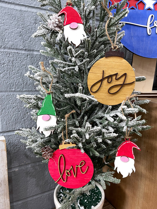 Peace, Love, Joy Ornaments - Set of 6