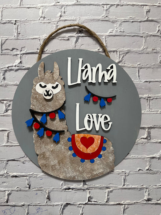 Llama Love Youth Door Hanger