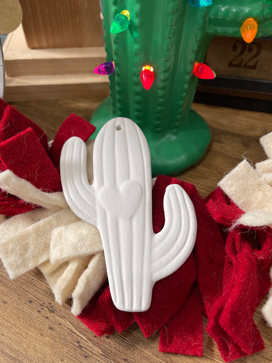 Ceramic Heart Cactus Ornament