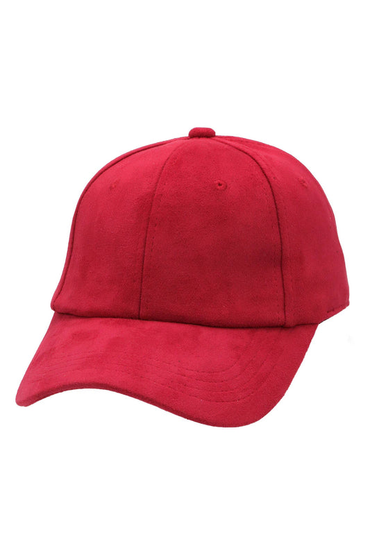 Premium Vegan Suede Strap-back Baseball Cap: DARK RED / ONE SIZE