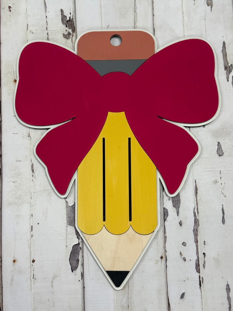 Personalized Pencil with Bow Door Hanger