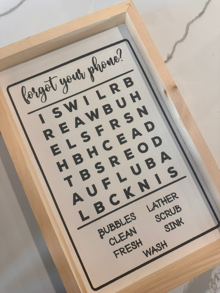 Bathroom Word Search Sign