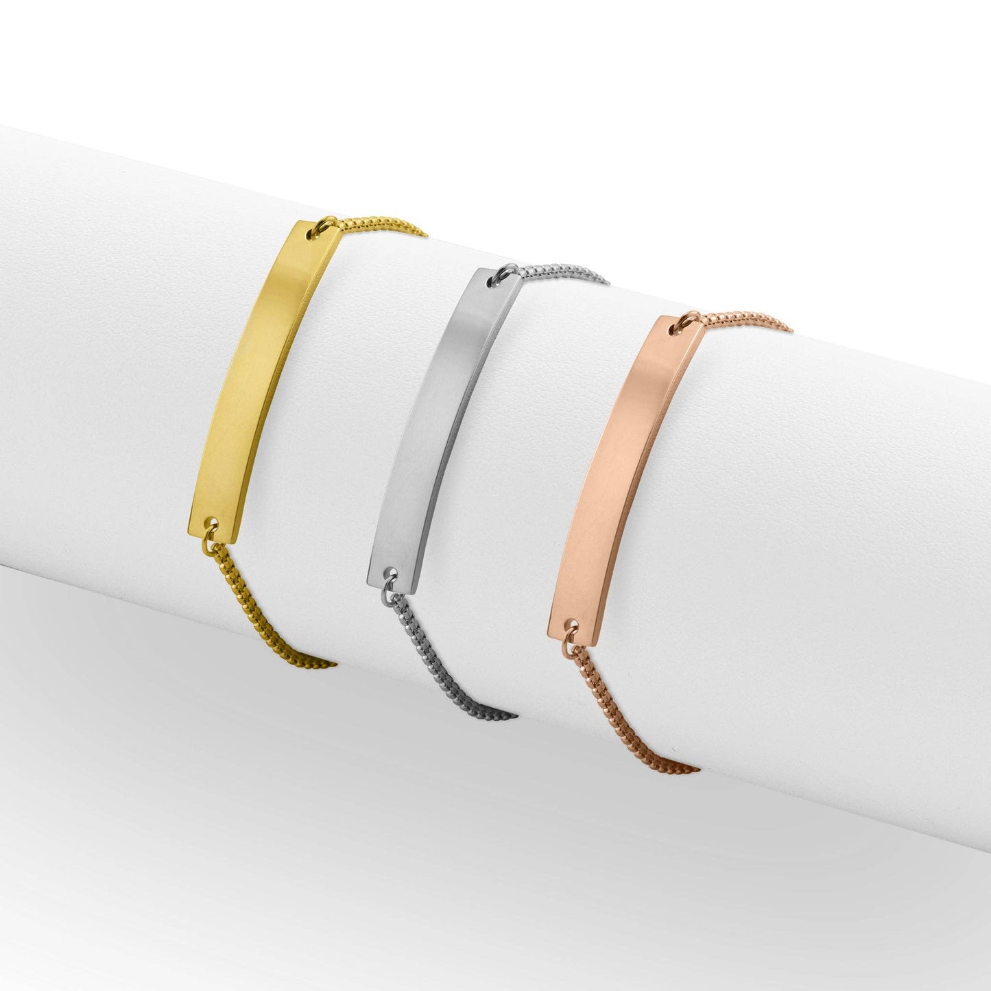 Adjustable Stainless Steel Curved Bar Bracelet