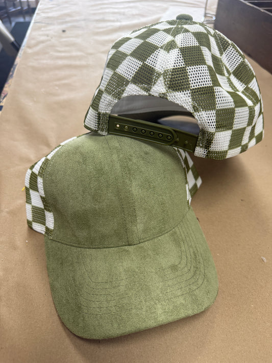 Olive Checkered Mesh Snapback