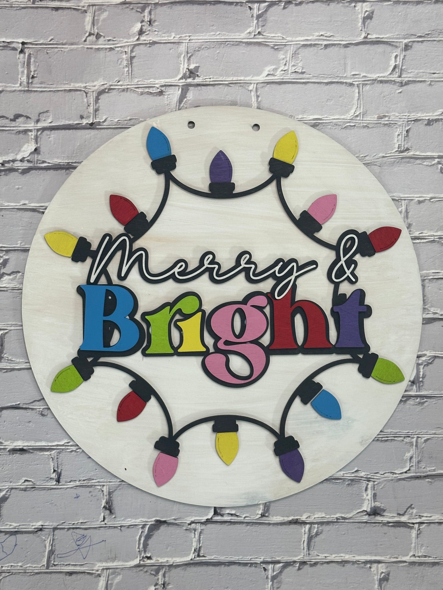 Merry & Bright Door Sign