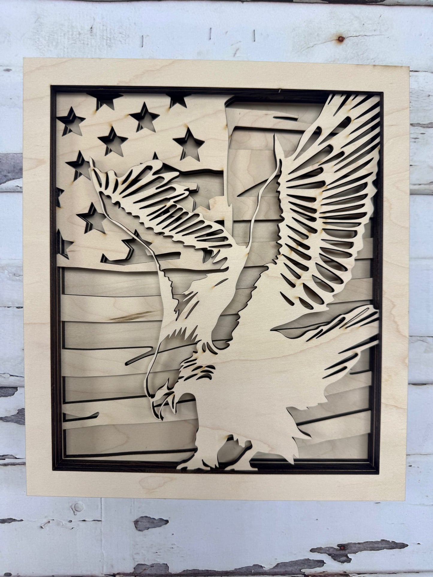 American Flag and Eagle Square Shelf Sitter