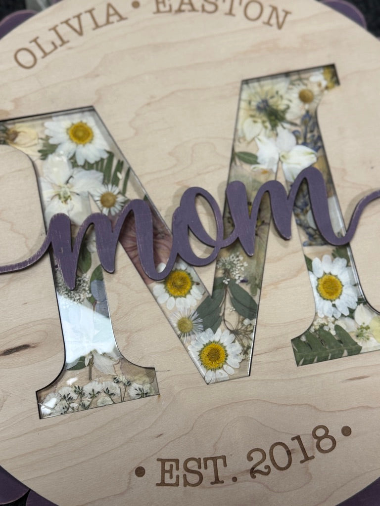 Pressed Flower Custom Sign