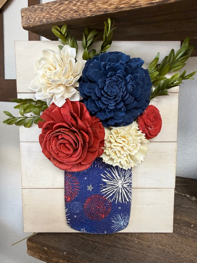 Sola Flower Patriotic Mason Jar