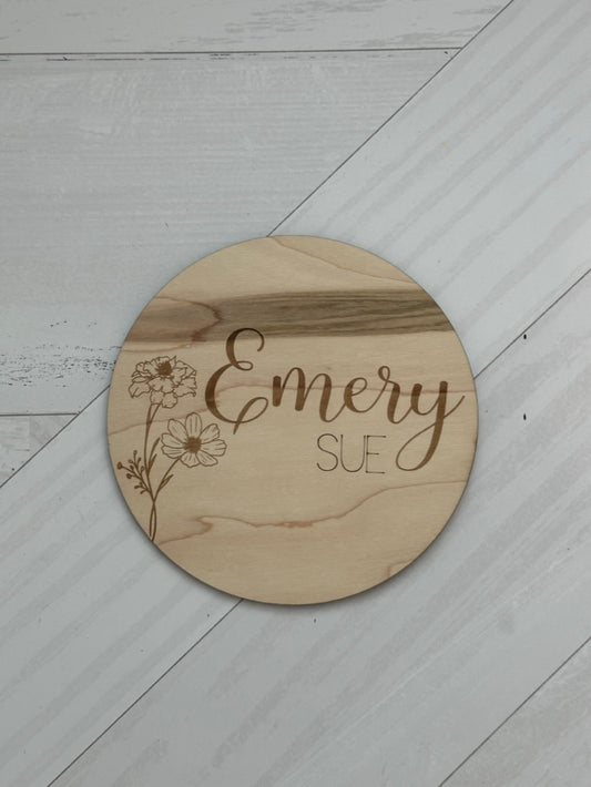 Baby Name Announcement with Birth Flowers