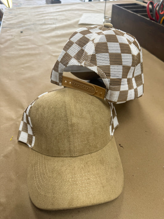 Tan Checkered Mesh Snapback