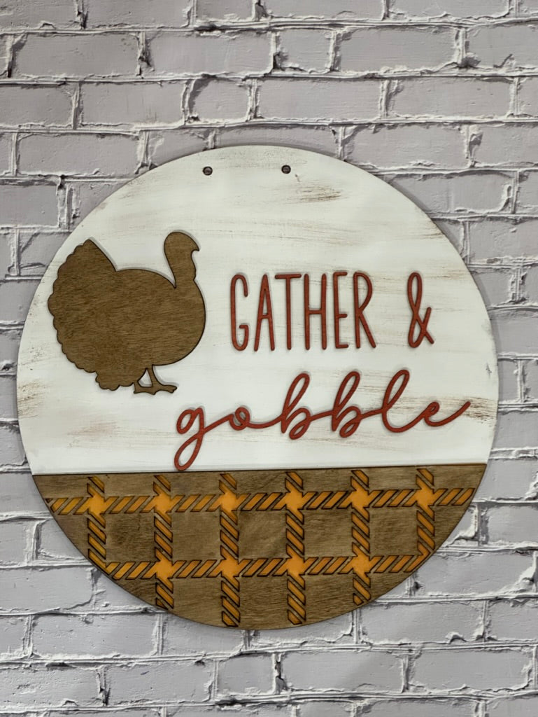 Reversible Door Hanger- Gather & Gobble / Merry Christmas