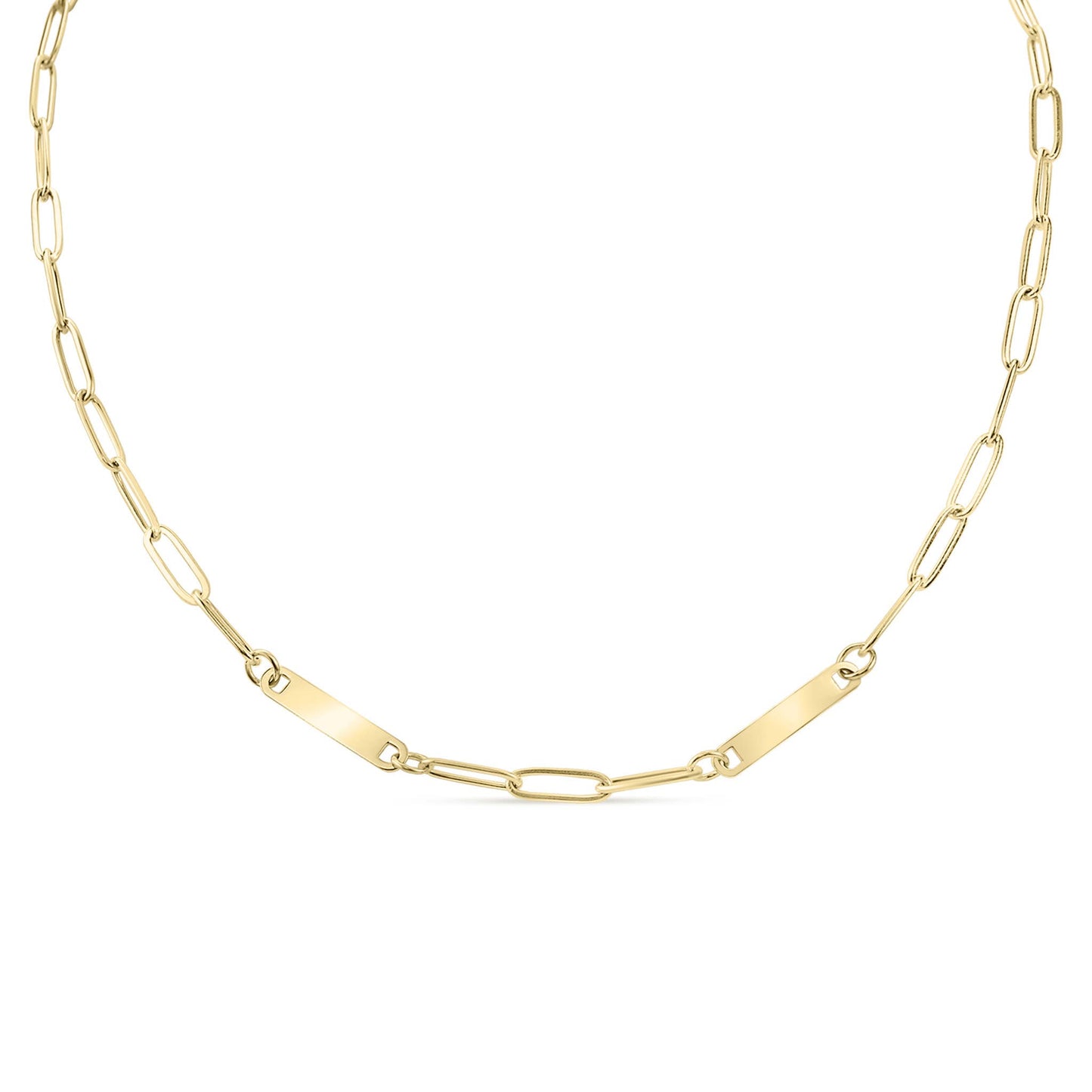 Stainless Steel Engravable Paperclip 2 Bar Necklace