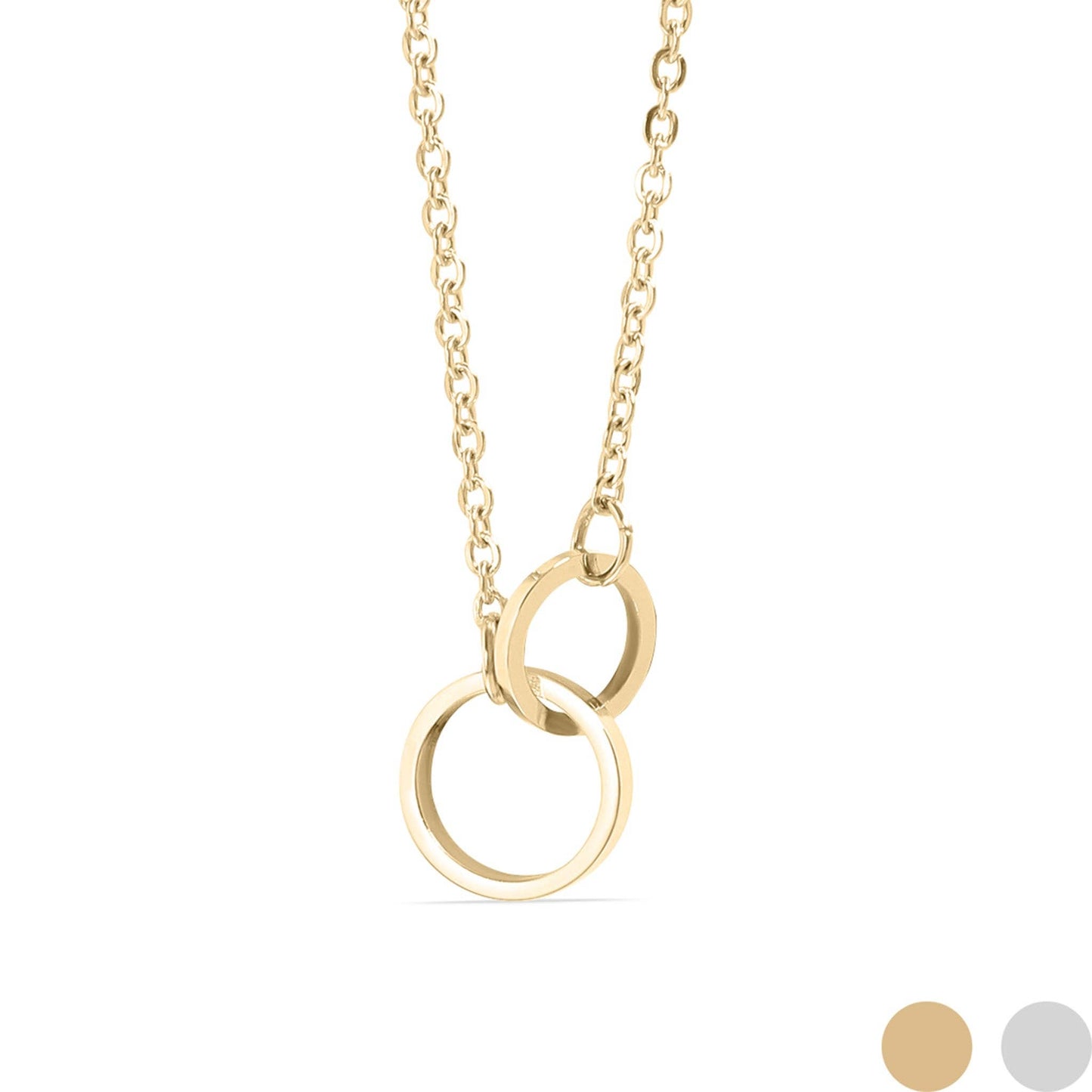 18K Gold PVD Stainless Steel Interlocked Rings Necklace