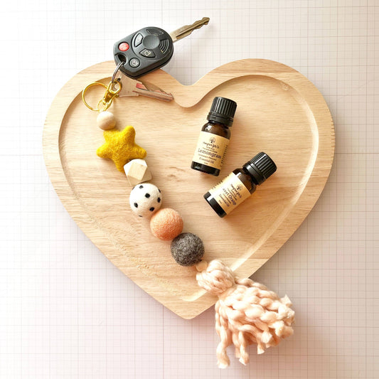 Felt Ball and Wood Bead Keychain Craft Kit With Gold Star