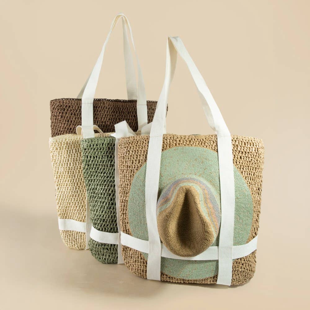 Straw Braided Hat Carrier Tote Bag