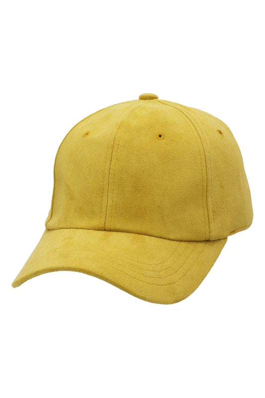 Premium Vegan Suede Strap-back Baseball Cap: MUSTARD / ONE SIZE