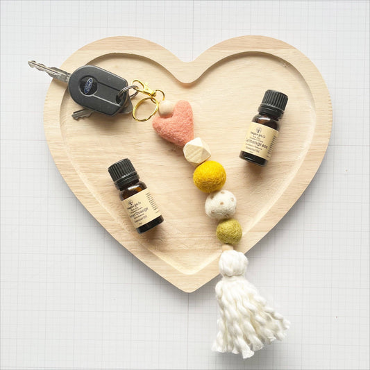 Felt Ball and Wood Bead Keychain Craft Kit With Pink Heart