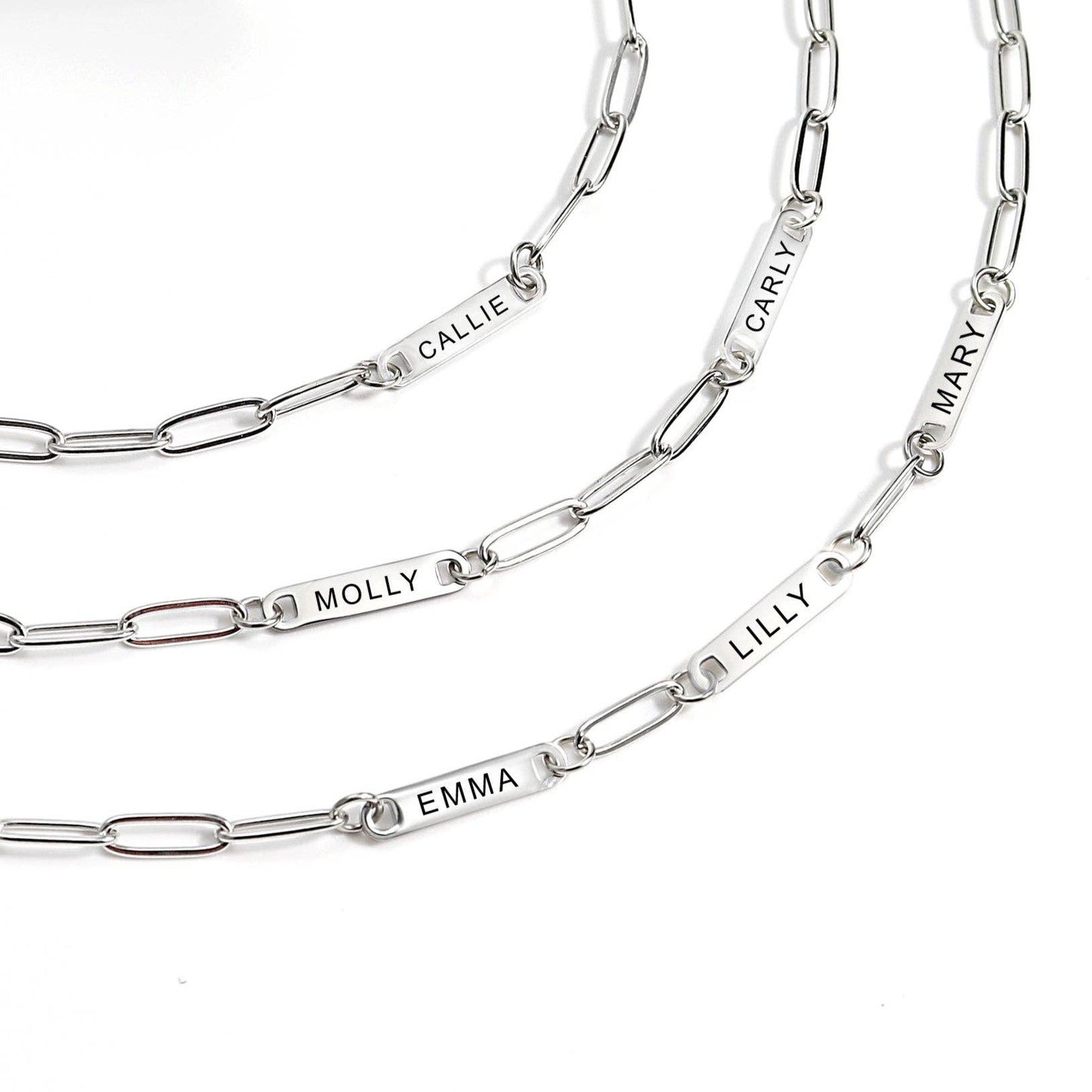 Stainless Steel Engravable Paperclip 2 Bar Necklace