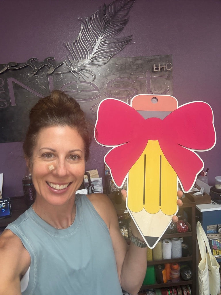 Personalized Pencil with Bow Door Hanger