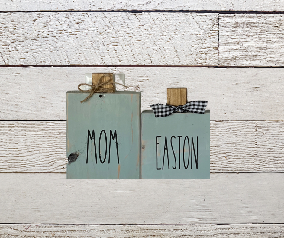 Two Chunky Wood Pumpkin