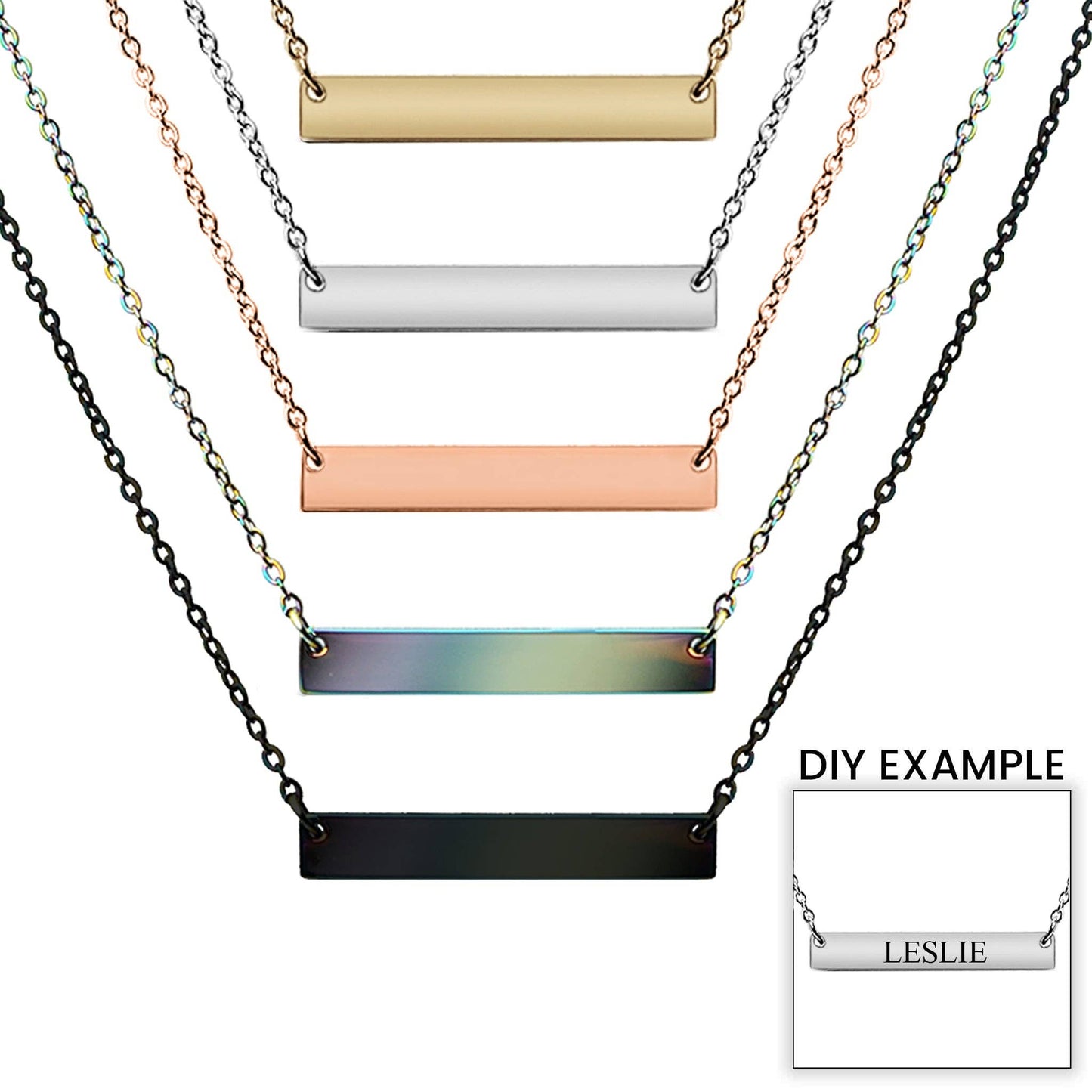 Polished Blank Stainless Steel Bar Necklace